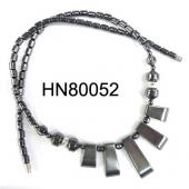 Hematite Teeths Pendants Beads Stone Chain Statement Bib Choker Fashion Necklace